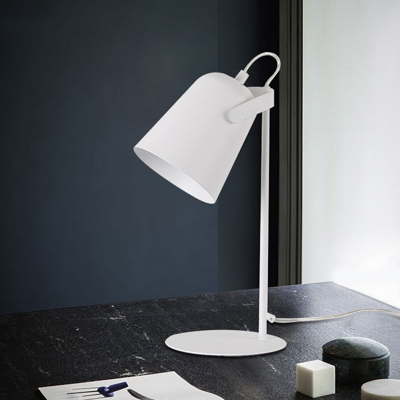 Macoron Style Tapered Desk Lighting 1 Light Metallic Rotatable Reading Light in Black/White for Bedroom Clearhalo 'Desk Lamps' 'Lamps' Lighting' 773190