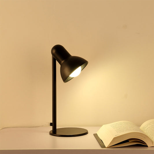 Black/White Dome Shade Desk Lamp Loft Stylish Metal 1 Bulb Bedside Mini Standing Desk Lighting - Black - Clearhalo - 'Desk Lamps' - 'Lamps' - Lighting' - 773207