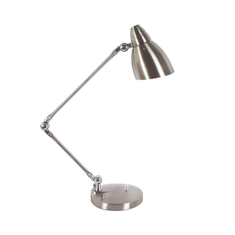 Nickel/Chrome Arm Adjustable Reading Light Industrial Style Metal 1 Light Study Room Desk Lighting Clearhalo 'Desk Lamps' 'Lamps' Lighting' 773217