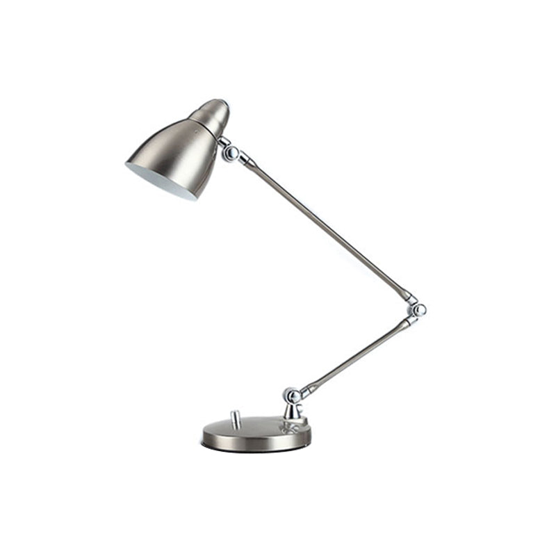 Nickel/Chrome Arm Adjustable Reading Light Industrial Style Metal 1 Light Study Room Desk Lighting Clearhalo 'Desk Lamps' 'Lamps' Lighting' 773222