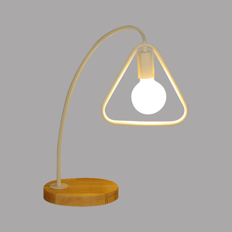 1 Light Metal Table Lighting Industrial Style Black/White Triangle Frame Shade Standing Table Light for Bedroom Clearhalo 'Lamps' 'Table Lamps' Lighting' 773269