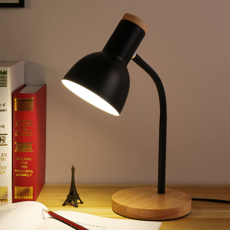 Modern Style Dome Table Light 1 Head Metallic Standing Table Lamp in Mystic Black/White for Study Room Black Clearhalo 'Desk Lamps' 'Lamps' Lighting' 773359