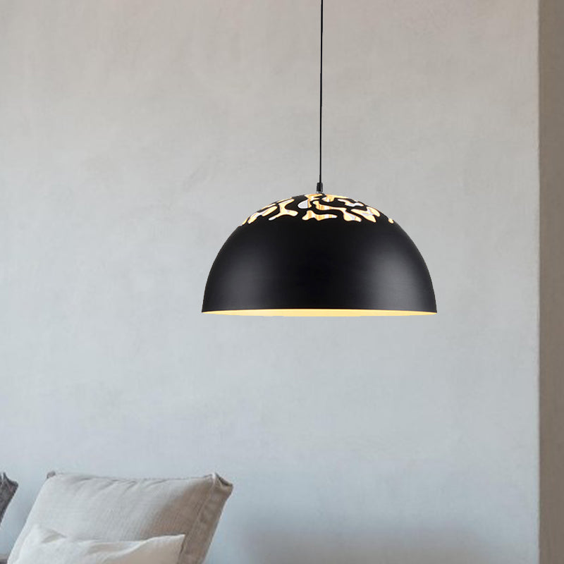 14"/16"/20.5" W Domed Metal Pendant Lamp Modern Style 1 Bulb Dining Table Hanging Ceiling Light in White/Black Clearhalo 'Art Deco Pendants' 'Black' 'Cast Iron' 'Ceiling Lights' 'Ceramic' 'Crystal' 'Industrial Pendants' 'Industrial' 'Metal' 'Middle Century Pendants' 'Pendant Lights' 'Pendants' 'Rustic Pendants' 'Tiffany' Lighting' 773402
