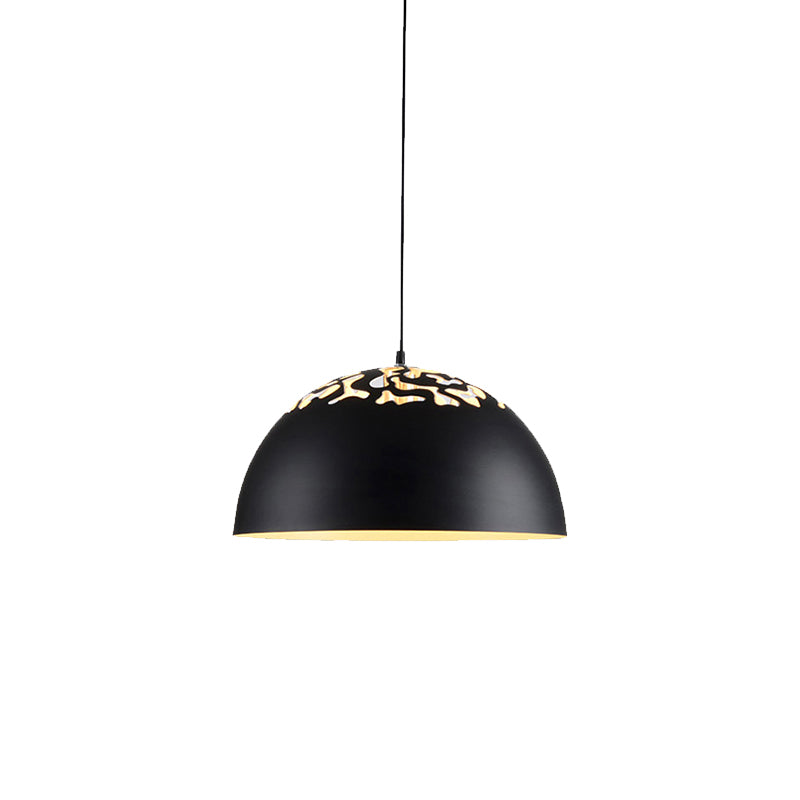 14"/16"/20.5" W Domed Metal Pendant Lamp Modern Style 1 Bulb Dining Table Hanging Ceiling Light in White/Black Clearhalo 'Art Deco Pendants' 'Black' 'Cast Iron' 'Ceiling Lights' 'Ceramic' 'Crystal' 'Industrial Pendants' 'Industrial' 'Metal' 'Middle Century Pendants' 'Pendant Lights' 'Pendants' 'Rustic Pendants' 'Tiffany' Lighting' 773403