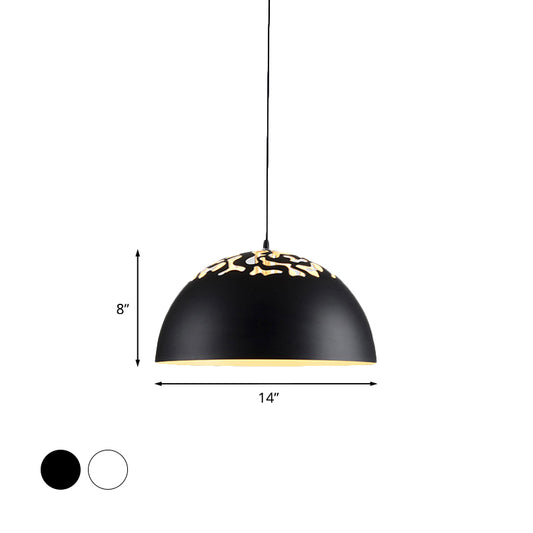 14"/16"/20.5" W Domed Metal Pendant Lamp Modern Style 1 Bulb Dining Table Hanging Ceiling Light in White/Black Clearhalo 'Art Deco Pendants' 'Black' 'Cast Iron' 'Ceiling Lights' 'Ceramic' 'Crystal' 'Industrial Pendants' 'Industrial' 'Metal' 'Middle Century Pendants' 'Pendant Lights' 'Pendants' 'Rustic Pendants' 'Tiffany' Lighting' 773404