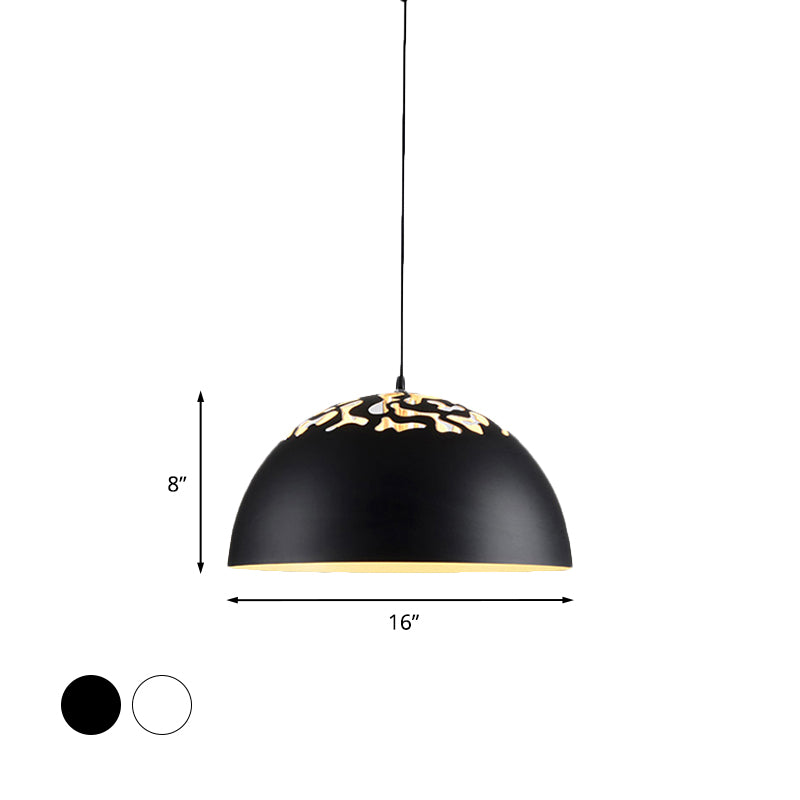 14"/16"/20.5" W Domed Metal Pendant Lamp Modern Style 1 Bulb Dining Table Hanging Ceiling Light in White/Black Clearhalo 'Art Deco Pendants' 'Black' 'Cast Iron' 'Ceiling Lights' 'Ceramic' 'Crystal' 'Industrial Pendants' 'Industrial' 'Metal' 'Middle Century Pendants' 'Pendant Lights' 'Pendants' 'Rustic Pendants' 'Tiffany' Lighting' 773405