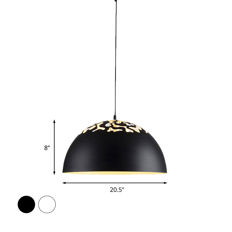 14"/16"/20.5" W Domed Metal Pendant Lamp Modern Style 1 Bulb Dining Table Hanging Ceiling Light in White/Black Clearhalo 'Art Deco Pendants' 'Black' 'Cast Iron' 'Ceiling Lights' 'Ceramic' 'Crystal' 'Industrial Pendants' 'Industrial' 'Metal' 'Middle Century Pendants' 'Pendant Lights' 'Pendants' 'Rustic Pendants' 'Tiffany' Lighting' 773406