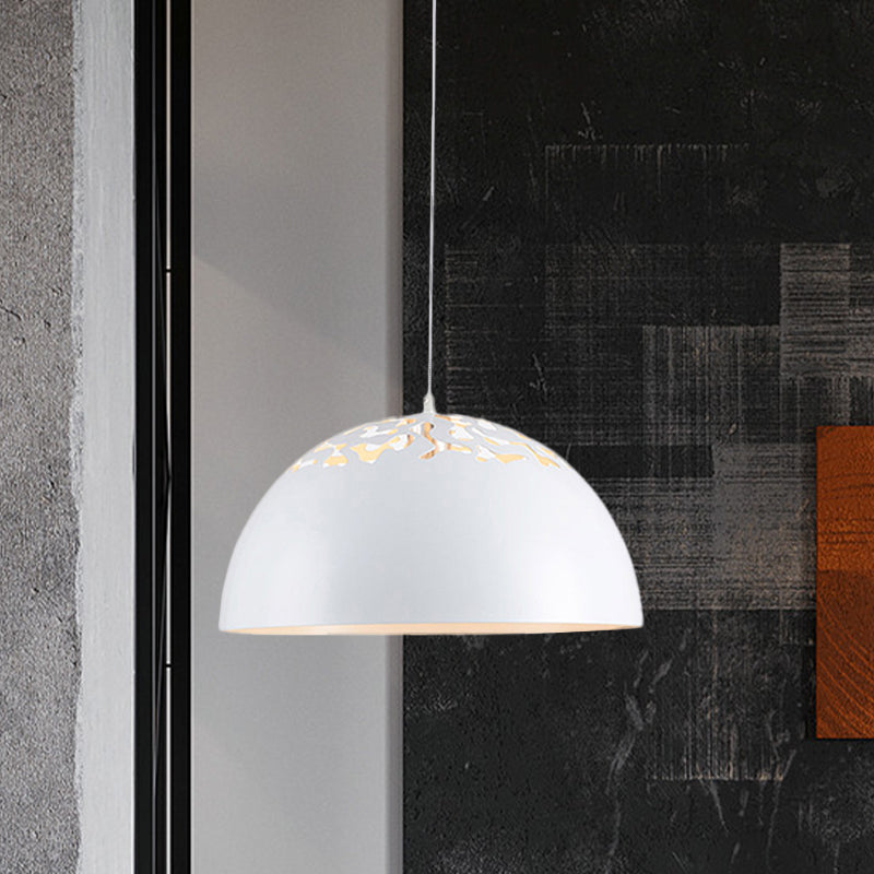 14"/16"/20.5" W Domed Metal Pendant Lamp Modern Style 1 Bulb Dining Table Hanging Ceiling Light in White/Black White Clearhalo 'Art Deco Pendants' 'Black' 'Cast Iron' 'Ceiling Lights' 'Ceramic' 'Crystal' 'Industrial Pendants' 'Industrial' 'Metal' 'Middle Century Pendants' 'Pendant Lights' 'Pendants' 'Rustic Pendants' 'Tiffany' Lighting' 773407