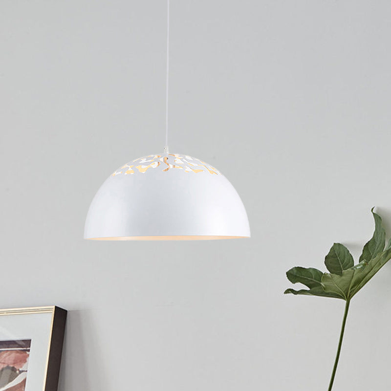 14"/16"/20.5" W Domed Metal Pendant Lamp Modern Style 1 Bulb Dining Table Hanging Ceiling Light in White/Black Clearhalo 'Art Deco Pendants' 'Black' 'Cast Iron' 'Ceiling Lights' 'Ceramic' 'Crystal' 'Industrial Pendants' 'Industrial' 'Metal' 'Middle Century Pendants' 'Pendant Lights' 'Pendants' 'Rustic Pendants' 'Tiffany' Lighting' 773409