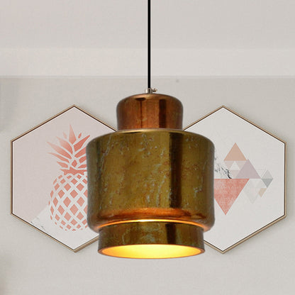 Brass Finish 1 Light Hanging Light with Shade Vintage Style Metallic Pendant Lighting for Restaurant Brass C Clearhalo 'Ceiling Lights' 'Modern Pendants' 'Modern' 'Pendant Lights' 'Pendants' Lighting' 773468