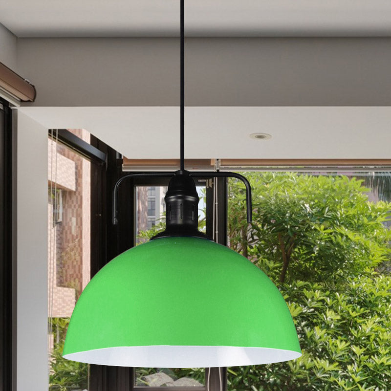 12"/14"/16" Wide 1 Light Metal Pendant Light Vintage Blue/Green Indoor Hanging Ceiling Light with Cord Green Clearhalo 'Art Deco Pendants' 'Black' 'Cast Iron' 'Ceiling Lights' 'Ceramic' 'Crystal' 'Industrial Pendants' 'Industrial' 'Metal' 'Middle Century Pendants' 'Pendant Lights' 'Pendants' 'Rustic Pendants' 'Tiffany' Lighting' 773537