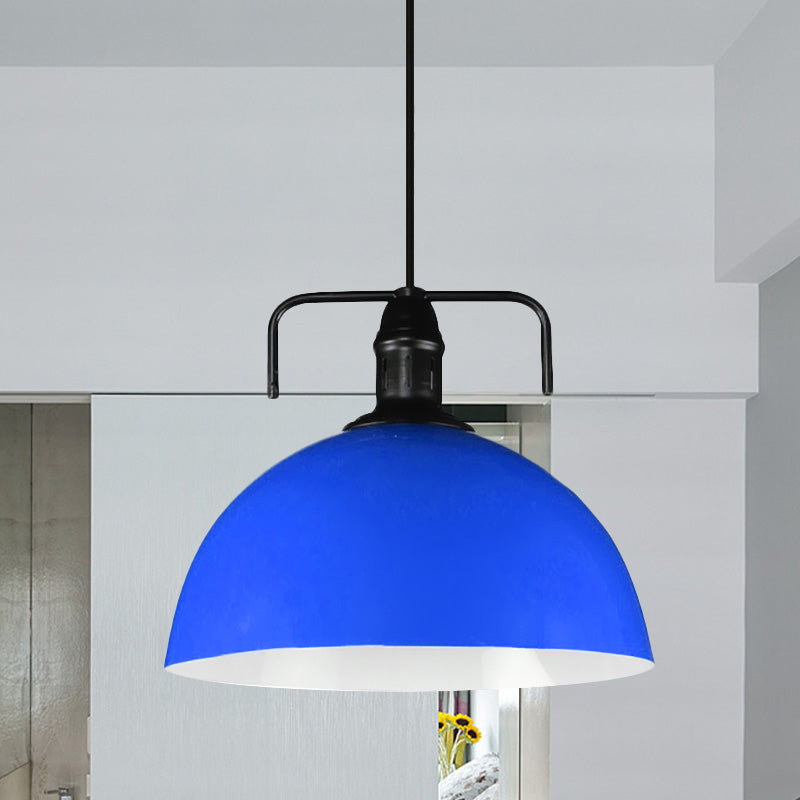 12"/14"/16" Wide 1 Light Metal Pendant Light Vintage Blue/Green Indoor Hanging Ceiling Light with Cord Dark Blue Clearhalo 'Art Deco Pendants' 'Black' 'Cast Iron' 'Ceiling Lights' 'Ceramic' 'Crystal' 'Industrial Pendants' 'Industrial' 'Metal' 'Middle Century Pendants' 'Pendant Lights' 'Pendants' 'Rustic Pendants' 'Tiffany' Lighting' 773541
