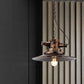 Flat Shade Wrought Iron Hanging Lamp Farmhouse 1 Light Restaurant Pendant Light in Antique Bronze Clearhalo 'Art Deco Pendants' 'Cast Iron' 'Ceiling Lights' 'Ceramic' 'Crystal' 'Industrial Pendants' 'Industrial' 'Metal' 'Middle Century Pendants' 'Pendant Lights' 'Pendants' 'Tiffany' Lighting' 773555