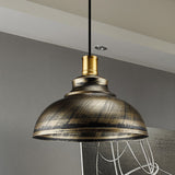 Wrought Iron Dome Suspended Lamp Antique Style 12"/14" W 1 Head Restaurant Hanging Light in Silver/Bronze/Rust Bronze Clearhalo 'Art Deco Pendants' 'Cast Iron' 'Ceiling Lights' 'Ceramic' 'Crystal' 'Industrial Pendants' 'Industrial' 'Metal' 'Middle Century Pendants' 'Pendant Lights' 'Pendants' 'Tiffany' Lighting' 773572
