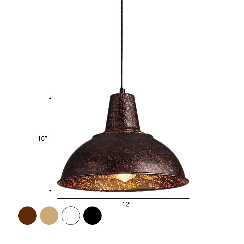 Antique Stylish Domed Suspension Light 1 Bulb Metallic Ceiling Pendant with Hanging Cord in Black/White Clearhalo 'Art Deco Pendants' 'Cast Iron' 'Ceiling Lights' 'Ceramic' 'Crystal' 'Industrial Pendants' 'Industrial' 'Metal' 'Middle Century Pendants' 'Modern Pendants' 'Modern' 'Pendant Lights' 'Pendants' 'Tiffany' Lighting' 773584