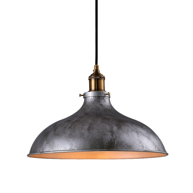 Farmhouse Style Bowl Hanging Lamp 1 Head Wrought Iron Pendant Ceiling Light in Rust/Silver Clearhalo 'Art Deco Pendants' 'Cast Iron' 'Ceiling Lights' 'Ceramic' 'Crystal' 'Industrial Pendants' 'Industrial' 'Metal' 'Middle Century Pendants' 'Pendant Lights' 'Pendants' 'Tiffany' Lighting' 773643