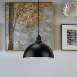 Dome Shade Iron Pendant Lighting Industrial 1 Bulb Dining Table Hanging Ceiling Light in Black Clearhalo 'Art Deco Pendants' 'Black' 'Cast Iron' 'Ceiling Lights' 'Ceramic' 'Crystal' 'Industrial Pendants' 'Industrial' 'Metal' 'Middle Century Pendants' 'Pendant Lights' 'Pendants' 'Rustic Pendants' 'Tiffany' Lighting' 773660
