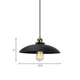 Black Saucer Shade Pendant Lighting Industrial Metallic 1 Light Dining Table Hanging Lamp, 12.5"/16" Width Clearhalo 'Art Deco Pendants' 'Black' 'Cast Iron' 'Ceiling Lights' 'Ceramic' 'Crystal' 'Industrial Pendants' 'Industrial' 'Metal' 'Middle Century Pendants' 'Pendant Lights' 'Pendants' 'Rustic Pendants' 'Tiffany' Lighting' 773667