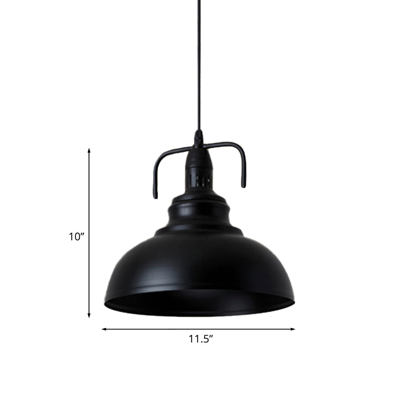 Black Dome Shade Ceiling Pendant Industrial Metal 11.5"/14" W 1 Light Living Room Pendant Light Fixture with Adjustable Cord Clearhalo 'Art Deco Pendants' 'Black' 'Cast Iron' 'Ceiling Lights' 'Ceramic' 'Crystal' 'Industrial Pendants' 'Industrial' 'Metal' 'Middle Century Pendants' 'Pendant Lights' 'Pendants' 'Rustic Pendants' 'Tiffany' Lighting' 773697