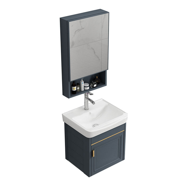 Modern Metal Blue Wall Mount Sink Vanity Faucet Included for Bathroom Vanity & Faucet & Mirror Cabinet 17"L x 14"W x 18"H Towel Bar Not Included Clearhalo 'Bathroom Remodel & Bathroom Fixtures' 'Bathroom Vanities' 'bathroom_vanities' 'Home Improvement' 'home_improvement' 'home_improvement_bathroom_vanities' 7737773