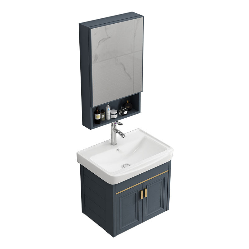 Modern Metal Blue Wall Mount Sink Vanity Faucet Included for Bathroom Vanity & Faucet & Mirror Cabinet 20"L x 14"W x 18"H Towel Bar Not Included Clearhalo 'Bathroom Remodel & Bathroom Fixtures' 'Bathroom Vanities' 'bathroom_vanities' 'Home Improvement' 'home_improvement' 'home_improvement_bathroom_vanities' 7737777