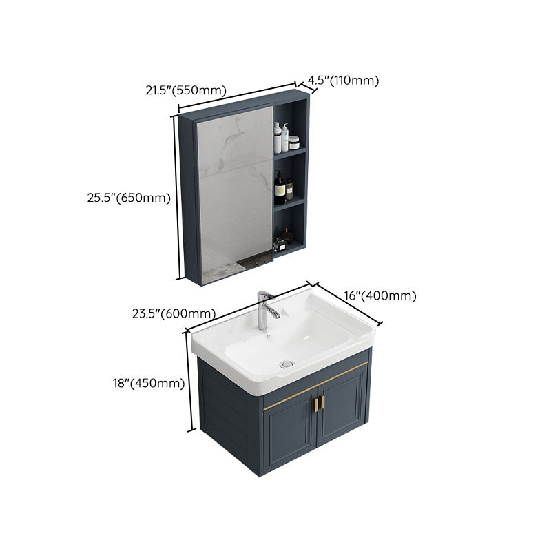 Modern Metal Blue Wall Mount Sink Vanity Faucet Included for Bathroom Clearhalo 'Bathroom Remodel & Bathroom Fixtures' 'Bathroom Vanities' 'bathroom_vanities' 'Home Improvement' 'home_improvement' 'home_improvement_bathroom_vanities' 7737796