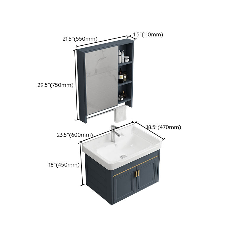 Modern Metal Blue Wall Mount Sink Vanity Faucet Included for Bathroom Clearhalo 'Bathroom Remodel & Bathroom Fixtures' 'Bathroom Vanities' 'bathroom_vanities' 'Home Improvement' 'home_improvement' 'home_improvement_bathroom_vanities' 7737799