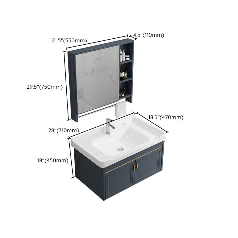Modern Metal Blue Wall Mount Sink Vanity Faucet Included for Bathroom Clearhalo 'Bathroom Remodel & Bathroom Fixtures' 'Bathroom Vanities' 'bathroom_vanities' 'Home Improvement' 'home_improvement' 'home_improvement_bathroom_vanities' 7737802
