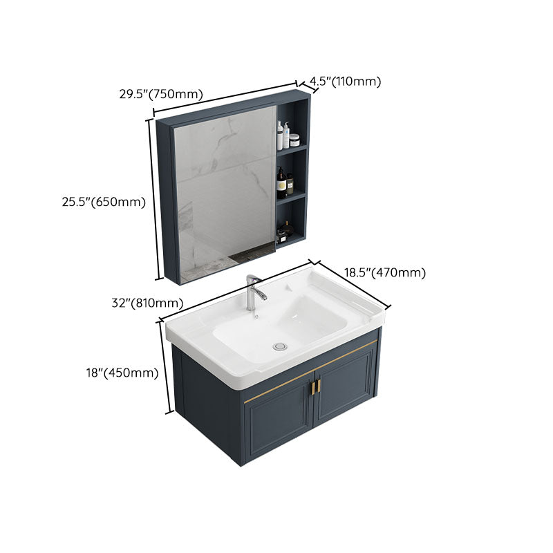 Modern Metal Blue Wall Mount Sink Vanity Faucet Included for Bathroom Clearhalo 'Bathroom Remodel & Bathroom Fixtures' 'Bathroom Vanities' 'bathroom_vanities' 'Home Improvement' 'home_improvement' 'home_improvement_bathroom_vanities' 7737807
