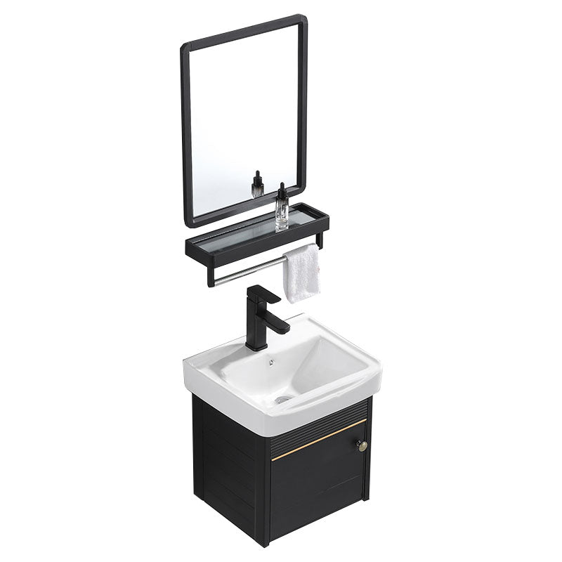 Modern Metal Wall Mount Sink Vanity Single Sink with Doors for Bathroom Vanity & Faucet & Mirrors 16.9"L x 14.2"W x 18.9"H Clearhalo 'Bathroom Remodel & Bathroom Fixtures' 'Bathroom Vanities' 'bathroom_vanities' 'Home Improvement' 'home_improvement' 'home_improvement_bathroom_vanities' 7737812