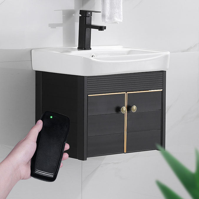 Modern Metal Wall Mount Sink Vanity Single Sink with Doors for Bathroom Clearhalo 'Bathroom Remodel & Bathroom Fixtures' 'Bathroom Vanities' 'bathroom_vanities' 'Home Improvement' 'home_improvement' 'home_improvement_bathroom_vanities' 7737825