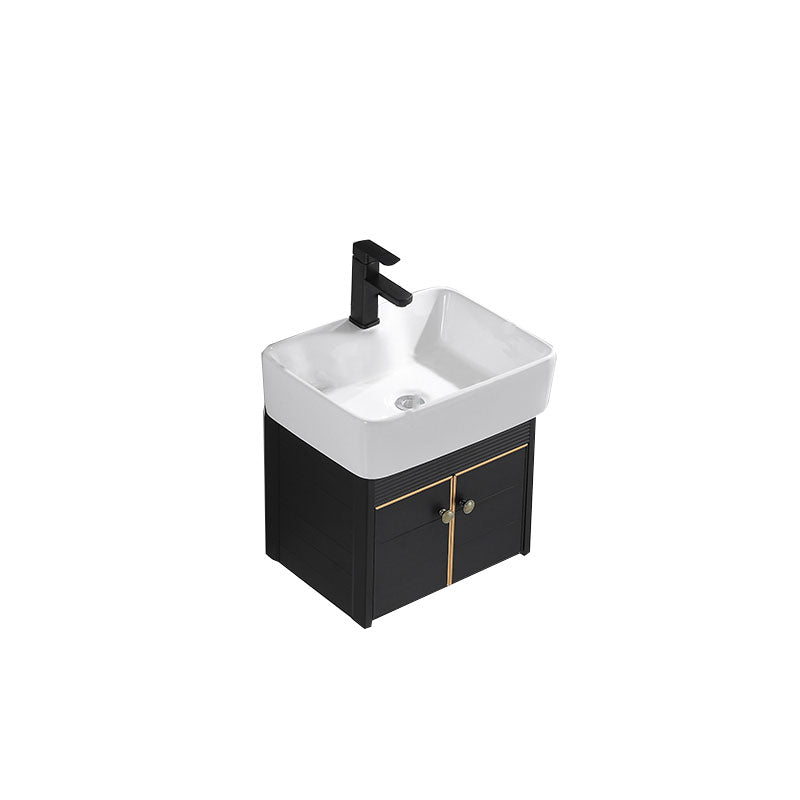 Modern Metal Wall Mount Sink Vanity Single Sink with Doors for Bathroom Vanity & Faucet 19"L x 15"W x 19"H Clearhalo 'Bathroom Remodel & Bathroom Fixtures' 'Bathroom Vanities' 'bathroom_vanities' 'Home Improvement' 'home_improvement' 'home_improvement_bathroom_vanities' 7737827