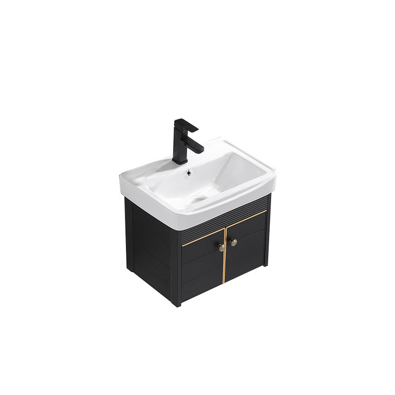Modern Metal Wall Mount Sink Vanity Single Sink with Doors for Bathroom Vanity & Faucet 20"L x 14"W x 19"H Clearhalo 'Bathroom Remodel & Bathroom Fixtures' 'Bathroom Vanities' 'bathroom_vanities' 'Home Improvement' 'home_improvement' 'home_improvement_bathroom_vanities' 7737829