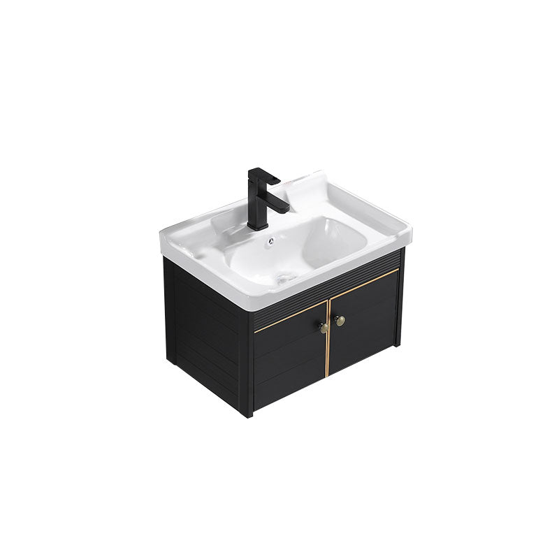 Modern Metal Wall Mount Sink Vanity Single Sink with Doors for Bathroom Vanity & Faucet 24"L x 16"W x 19"H Clearhalo 'Bathroom Remodel & Bathroom Fixtures' 'Bathroom Vanities' 'bathroom_vanities' 'Home Improvement' 'home_improvement' 'home_improvement_bathroom_vanities' 7737830
