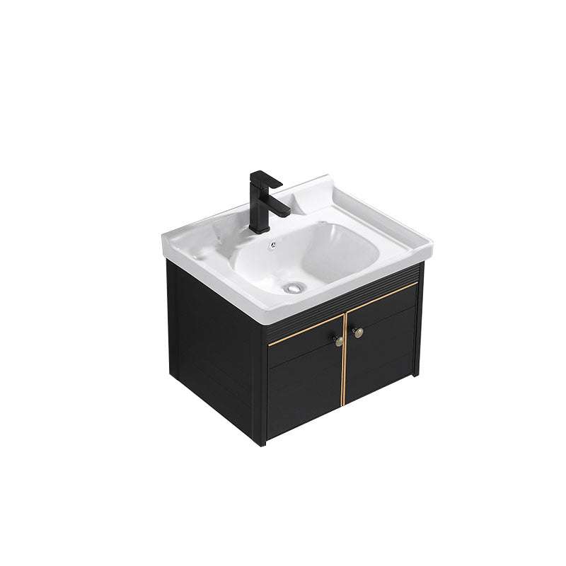Modern Metal Wall Mount Sink Vanity Single Sink with Doors for Bathroom Vanity & Faucet 23.6"L x 18.5"W x 18.9"H Clearhalo 'Bathroom Remodel & Bathroom Fixtures' 'Bathroom Vanities' 'bathroom_vanities' 'Home Improvement' 'home_improvement' 'home_improvement_bathroom_vanities' 7737831