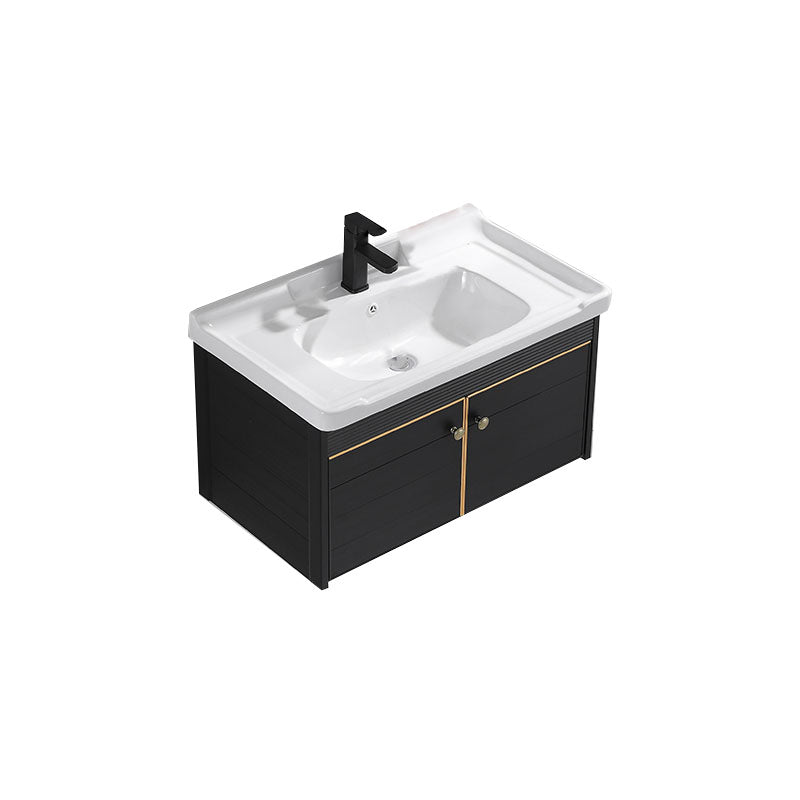 Modern Metal Wall Mount Sink Vanity Single Sink with Doors for Bathroom Vanity & Faucet Clearhalo 'Bathroom Remodel & Bathroom Fixtures' 'Bathroom Vanities' 'bathroom_vanities' 'Home Improvement' 'home_improvement' 'home_improvement_bathroom_vanities' 7737832