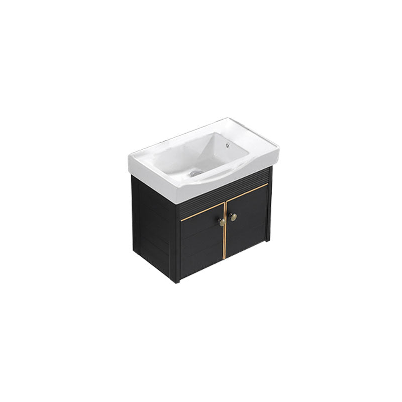 Modern Metal Wall Mount Sink Vanity Single Sink with Doors for Bathroom Bathroom Vanity 20"L x 13"W x 19"H Clearhalo 'Bathroom Remodel & Bathroom Fixtures' 'Bathroom Vanities' 'bathroom_vanities' 'Home Improvement' 'home_improvement' 'home_improvement_bathroom_vanities' 7737835