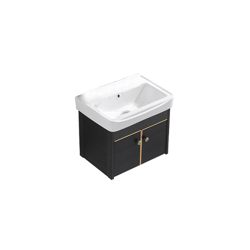 Modern Metal Wall Mount Sink Vanity Single Sink with Doors for Bathroom Bathroom Vanity 20"L x 14"W x 19"H Clearhalo 'Bathroom Remodel & Bathroom Fixtures' 'Bathroom Vanities' 'bathroom_vanities' 'Home Improvement' 'home_improvement' 'home_improvement_bathroom_vanities' 7737836
