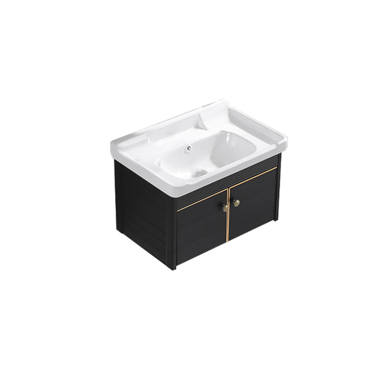 Modern Metal Wall Mount Sink Vanity Single Sink with Doors for Bathroom Bathroom Vanity 24"L x 16"W x 19"H Clearhalo 'Bathroom Remodel & Bathroom Fixtures' 'Bathroom Vanities' 'bathroom_vanities' 'Home Improvement' 'home_improvement' 'home_improvement_bathroom_vanities' 7737837