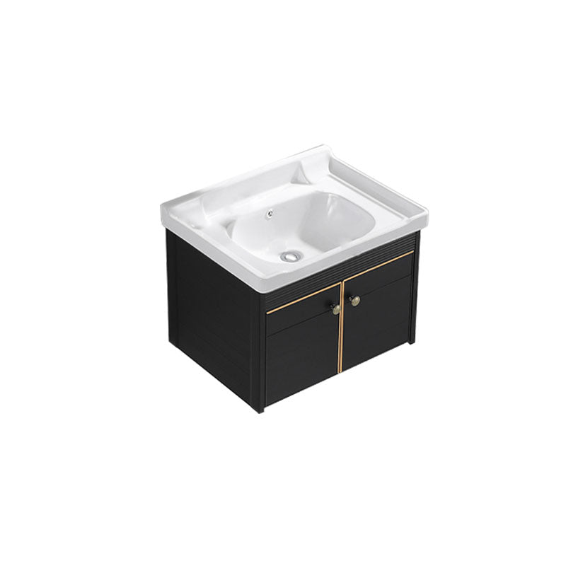 Modern Metal Wall Mount Sink Vanity Single Sink with Doors for Bathroom Bathroom Vanity 23.6"L x 18.5"W x 18.9"H Clearhalo 'Bathroom Remodel & Bathroom Fixtures' 'Bathroom Vanities' 'bathroom_vanities' 'Home Improvement' 'home_improvement' 'home_improvement_bathroom_vanities' 7737838