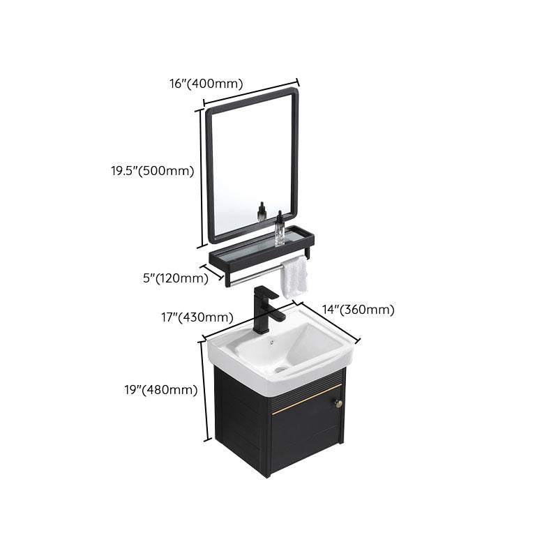 Modern Metal Wall Mount Sink Vanity Single Sink with Doors for Bathroom Clearhalo 'Bathroom Remodel & Bathroom Fixtures' 'Bathroom Vanities' 'bathroom_vanities' 'Home Improvement' 'home_improvement' 'home_improvement_bathroom_vanities' 7737842