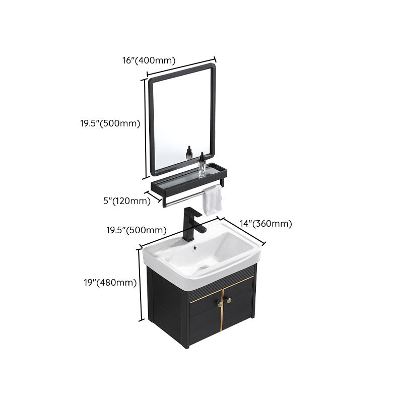 Modern Metal Wall Mount Sink Vanity Single Sink with Doors for Bathroom Clearhalo 'Bathroom Remodel & Bathroom Fixtures' 'Bathroom Vanities' 'bathroom_vanities' 'Home Improvement' 'home_improvement' 'home_improvement_bathroom_vanities' 7737845