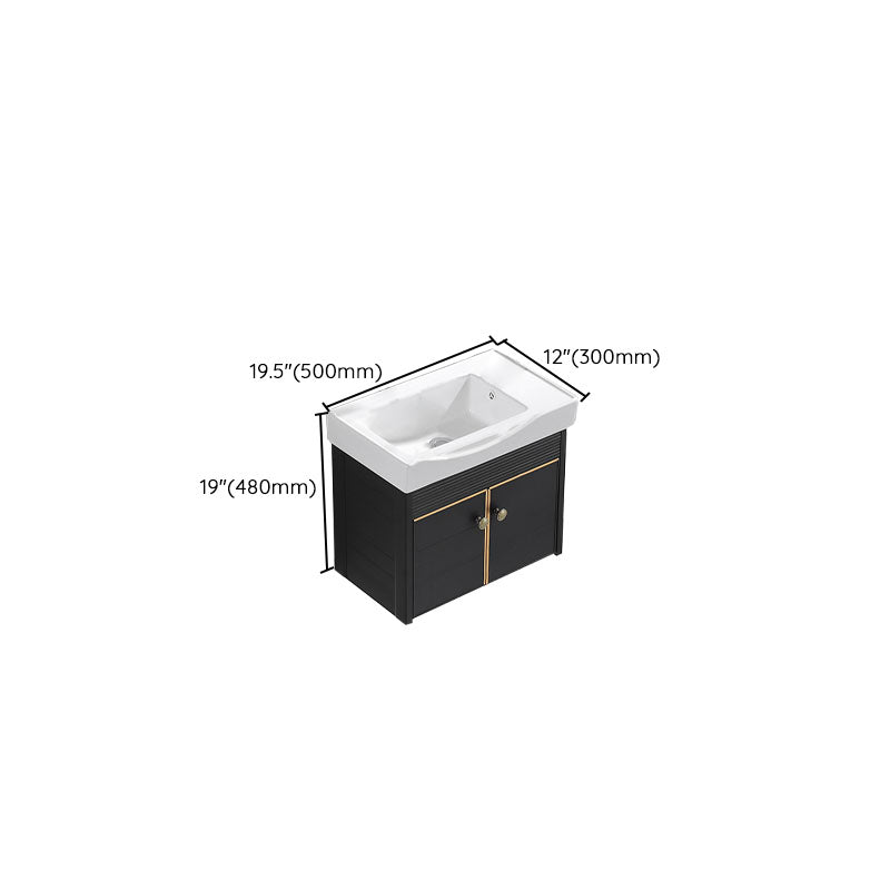 Modern Metal Wall Mount Sink Vanity Single Sink with Doors for Bathroom Clearhalo 'Bathroom Remodel & Bathroom Fixtures' 'Bathroom Vanities' 'bathroom_vanities' 'Home Improvement' 'home_improvement' 'home_improvement_bathroom_vanities' 7737846