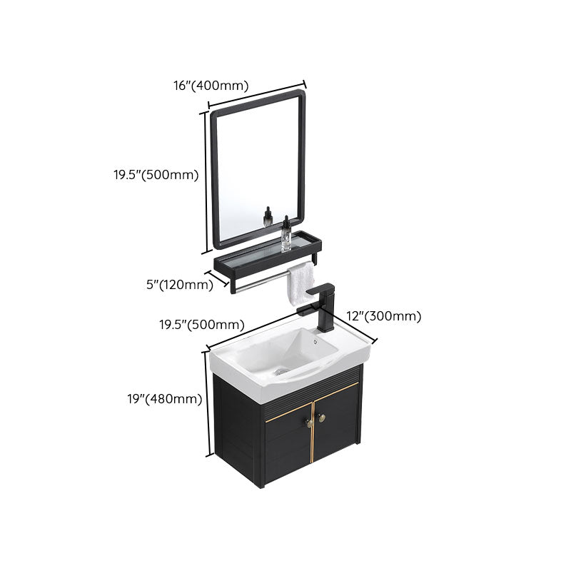 Modern Metal Wall Mount Sink Vanity Single Sink with Doors for Bathroom Clearhalo 'Bathroom Remodel & Bathroom Fixtures' 'Bathroom Vanities' 'bathroom_vanities' 'Home Improvement' 'home_improvement' 'home_improvement_bathroom_vanities' 7737848