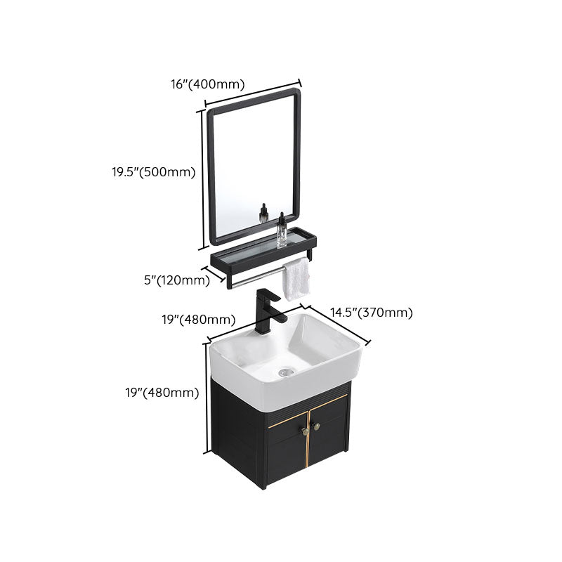 Modern Metal Wall Mount Sink Vanity Single Sink with Doors for Bathroom Clearhalo 'Bathroom Remodel & Bathroom Fixtures' 'Bathroom Vanities' 'bathroom_vanities' 'Home Improvement' 'home_improvement' 'home_improvement_bathroom_vanities' 7737851