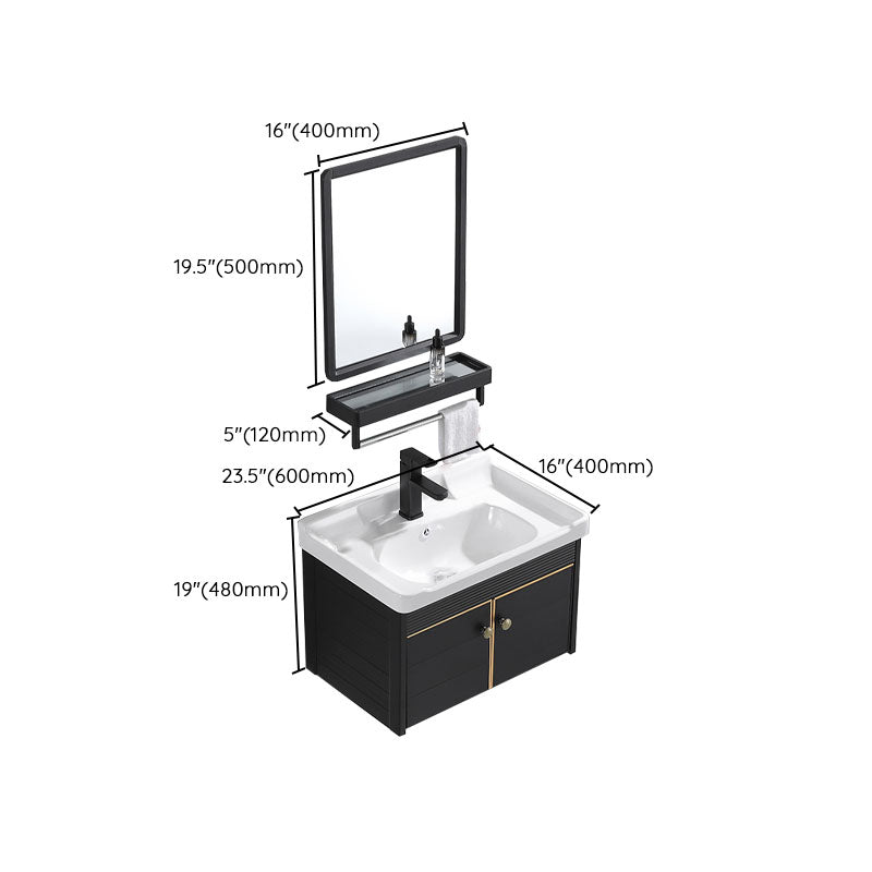 Modern Metal Wall Mount Sink Vanity Single Sink with Doors for Bathroom Clearhalo 'Bathroom Remodel & Bathroom Fixtures' 'Bathroom Vanities' 'bathroom_vanities' 'Home Improvement' 'home_improvement' 'home_improvement_bathroom_vanities' 7737854