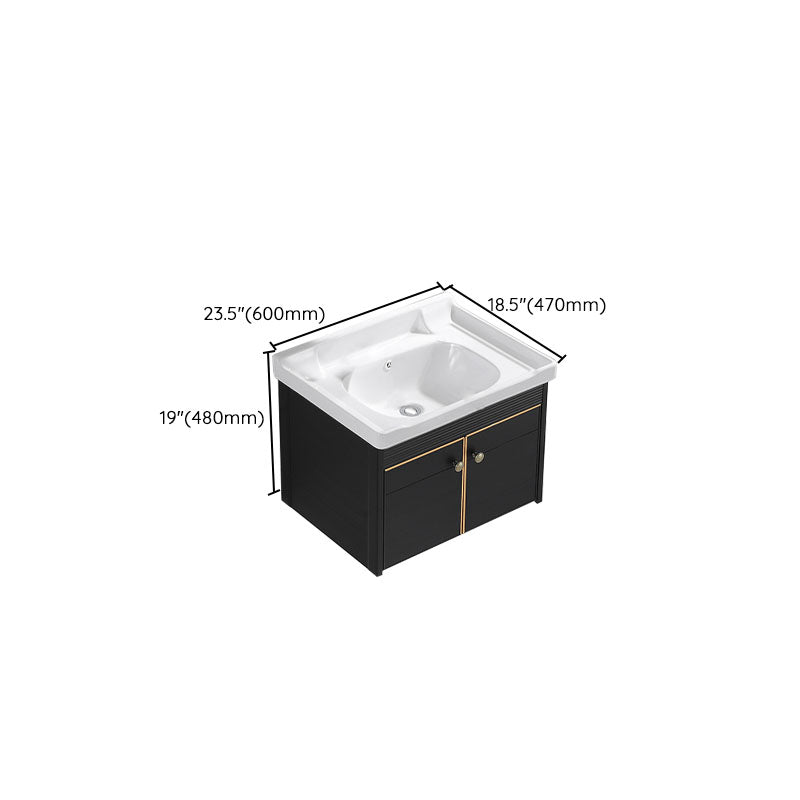 Modern Metal Wall Mount Sink Vanity Single Sink with Doors for Bathroom Clearhalo 'Bathroom Remodel & Bathroom Fixtures' 'Bathroom Vanities' 'bathroom_vanities' 'Home Improvement' 'home_improvement' 'home_improvement_bathroom_vanities' 7737855