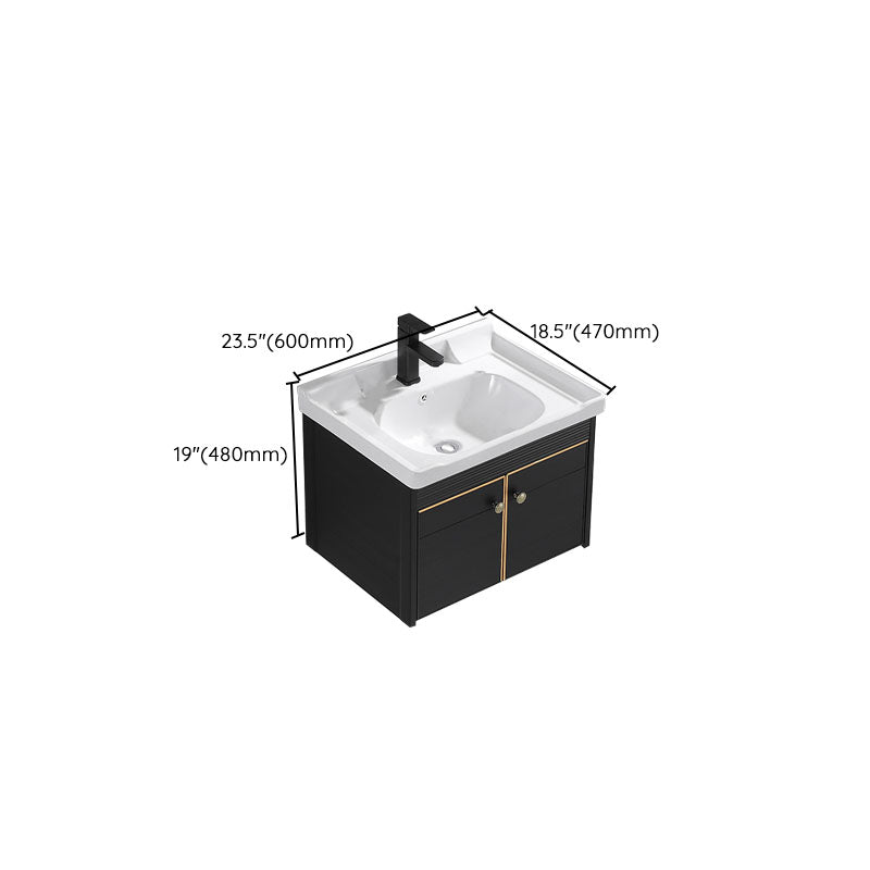 Modern Metal Wall Mount Sink Vanity Single Sink with Doors for Bathroom Clearhalo 'Bathroom Remodel & Bathroom Fixtures' 'Bathroom Vanities' 'bathroom_vanities' 'Home Improvement' 'home_improvement' 'home_improvement_bathroom_vanities' 7737856