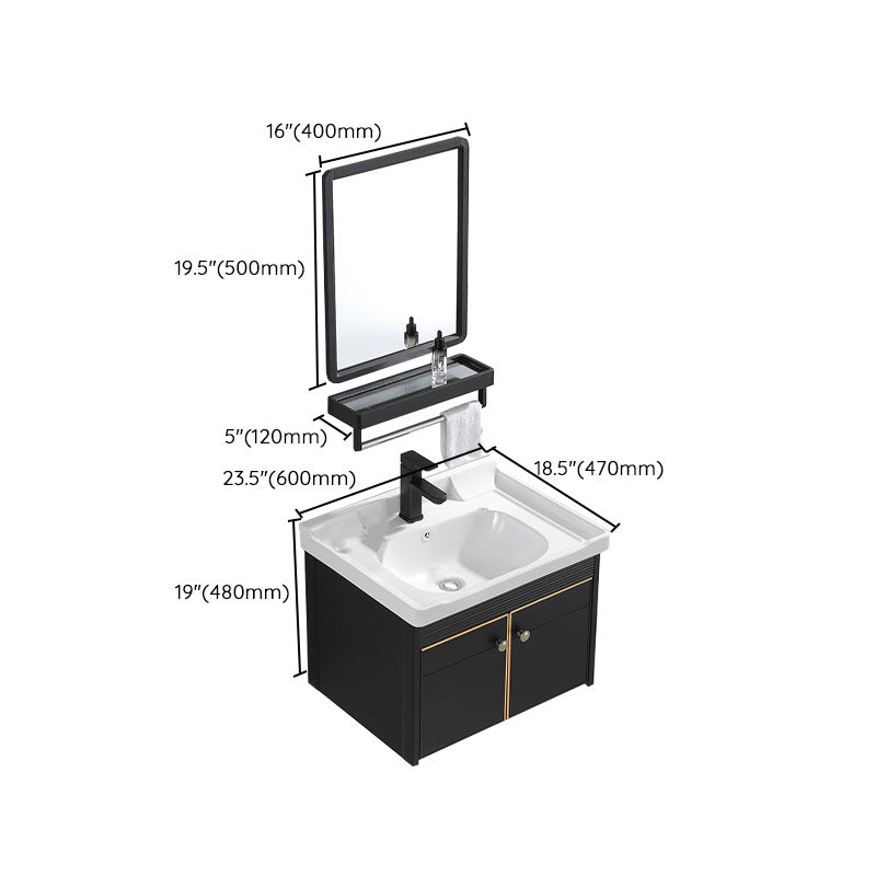 Modern Metal Wall Mount Sink Vanity Single Sink with Doors for Bathroom Clearhalo 'Bathroom Remodel & Bathroom Fixtures' 'Bathroom Vanities' 'bathroom_vanities' 'Home Improvement' 'home_improvement' 'home_improvement_bathroom_vanities' 7737857