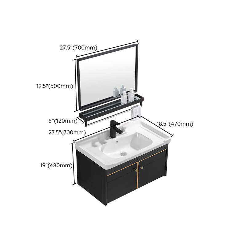 Modern Metal Wall Mount Sink Vanity Single Sink with Doors for Bathroom Clearhalo 'Bathroom Remodel & Bathroom Fixtures' 'Bathroom Vanities' 'bathroom_vanities' 'Home Improvement' 'home_improvement' 'home_improvement_bathroom_vanities' 7737860